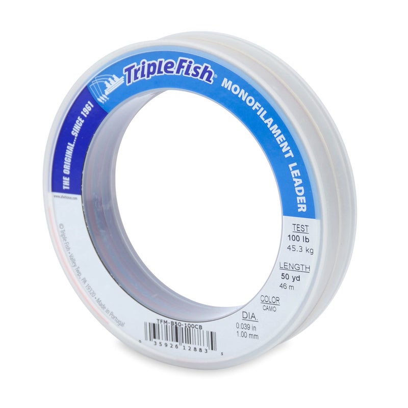 Triple Fish Monofilament Leader, 100 lb / 45.3 kg Test, .039 in / 1.00 mm Dia, Camo, 50 yd / 46 m - Image 1